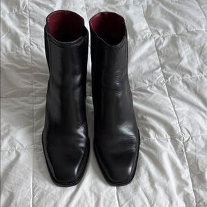 Zara Black Ankle Boots with Red Interior